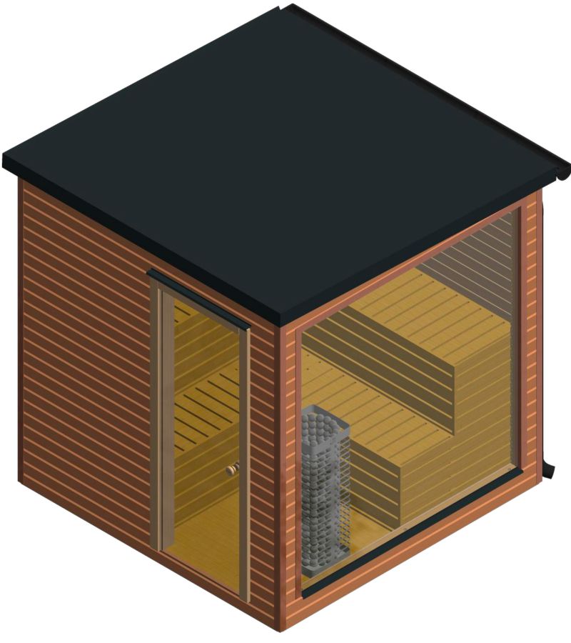 Finská sauna o vnitřním rozměru 2x2m